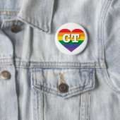 Badge Rond 5 Cm J'aime Connecticut Gay pride Rainbow Heart (En situation)