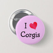 Badge Rond 5 Cm J'aime Corgis (Devant & derrière)