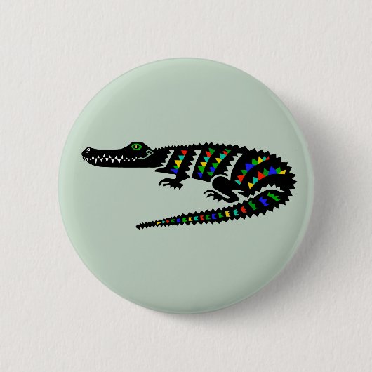 Badge Rond 5 Cm J'aime CROCODILES - Reptile - Faune - Nature (Devant)