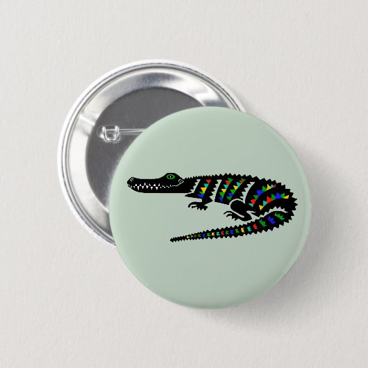 Badge Rond 5 Cm J'aime CROCODILES - Reptile - Faune - Nature (Devant & derrière)