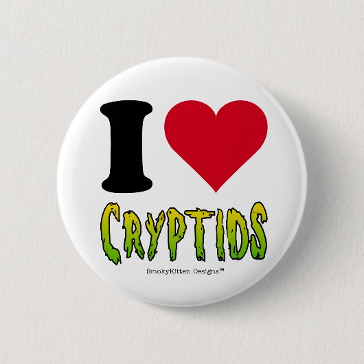 Badge Rond 5 Cm J'aime Cryptids (Devant)