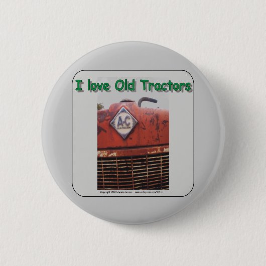Badge Rond 5 Cm J'aime de vieux tracteurs d'Allis Chalmers (Devant)