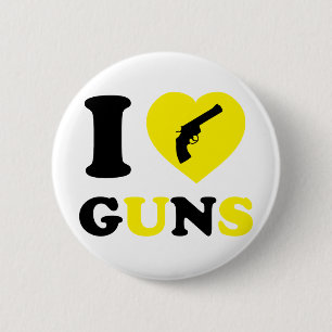 Badge Rond 5 Cm J'aime des armes à feu