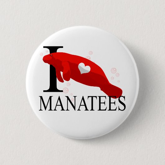 Badge Rond 5 Cm J'aime des boutons de lamantins (Devant)