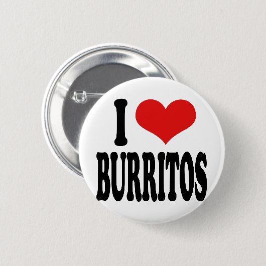Badge Rond 5 Cm J'aime des Burritos (Devant & derrière)