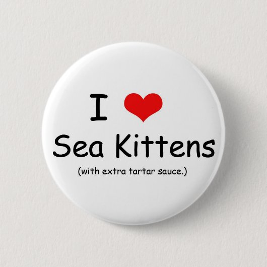 Badge Rond 5 Cm J'aime des chatons de mer (Devant)