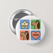 Badge Rond 5 Cm J'aime des chevaux (Devant & derrière)