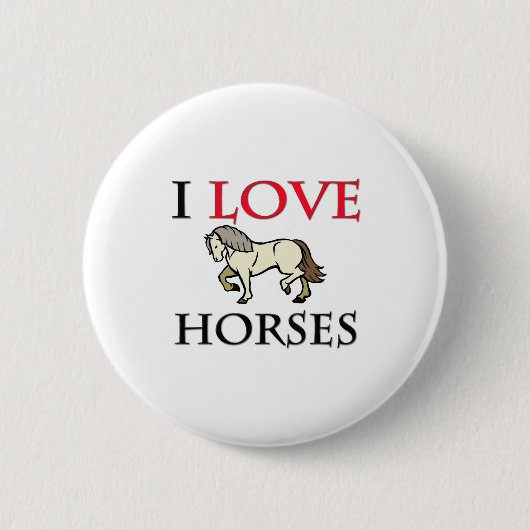Badge Rond 5 Cm J'aime des chevaux (Devant)
