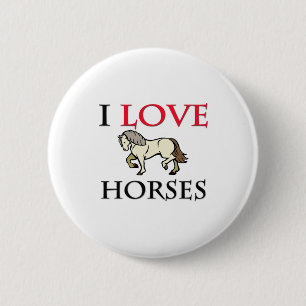Badge Rond 5 Cm J'aime des chevaux