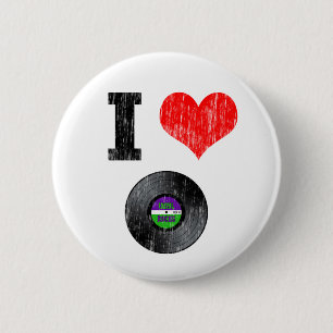 Badge Rond 5 Cm J'aime des disques vinyle