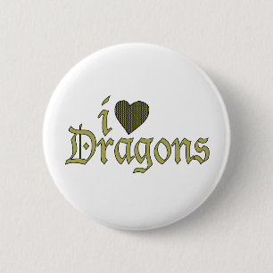 Badge Rond 5 Cm J'aime des dragons