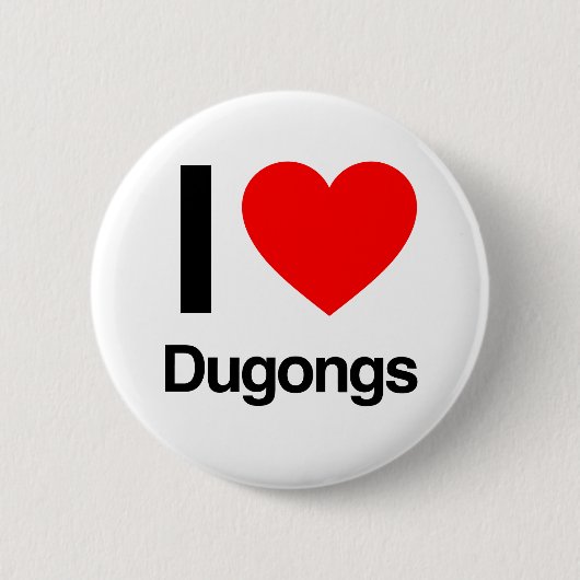 Badge Rond 5 Cm j'aime des dugongs (Devant)