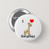 Badge Rond 5 Cm J'aime des girafes (2) (Devant & derrière)