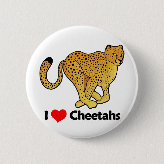 Badge Rond 5 Cm J'aime des guépards (Devant)