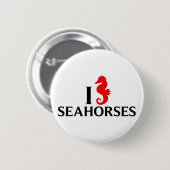 Badge Rond 5 Cm J'aime des hippocampes, hippocampes (Devant & derrière)