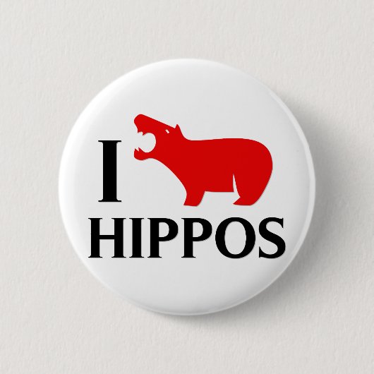 Badge Rond 5 Cm J'aime des hippopotames (Devant)