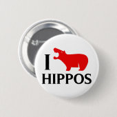 Badge Rond 5 Cm J'aime des hippopotames (Devant & derrière)