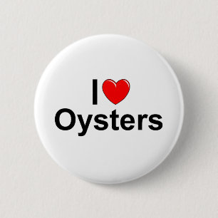 Badge Rond 5 Cm J'aime des huîtres (de coeur)