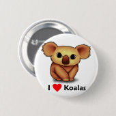 Badge Rond 5 Cm J'aime des koala (Devant & derrière)