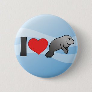 Badge Rond 5 Cm J'aime des lamantins