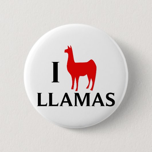 Badge Rond 5 Cm J'aime des lamas (Devant)