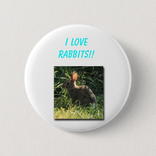 Badge Rond 5 Cm J'aime des lapins ! ! (Devant)