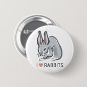 Badge Rond 5 Cm J'aime des lapins (Devant & derrière)