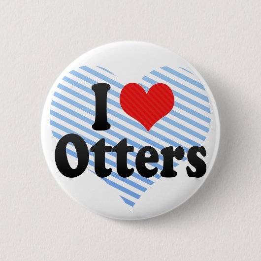 Badge Rond 5 Cm J'aime des loutres (Devant)