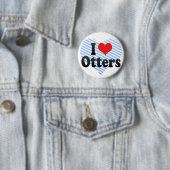 Badge Rond 5 Cm J'aime des loutres (En situation)