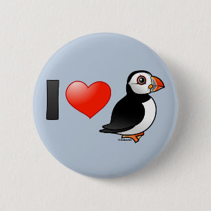 Badge Rond 5 Cm J'aime des macareux