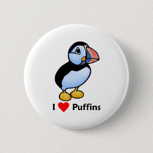 Badge Rond 5 Cm J'aime des macareux