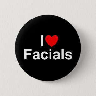 Badge Rond 5 Cm J'aime des massages faciaux (de coeur)