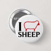 Badge Rond 5 Cm J'aime des moutons (Devant & derrière)