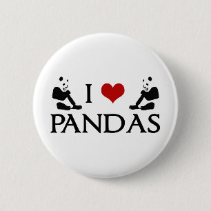 Badge Rond 5 Cm J'aime des ours panda mignons
