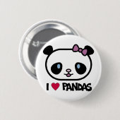 Badge Rond 5 Cm J'aime des pandas (Devant & derrière)