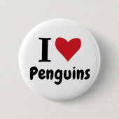 Badge Rond 5 Cm J'aime des pingouins (Devant)