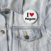 Badge Rond 5 Cm J'aime des pingouins (En situation)