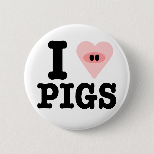 Badge Rond 5 Cm j'aime des porcs (Devant)