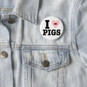 Badge Rond 5 Cm j'aime des porcs (En situation)