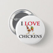 Badge Rond 5 Cm J'aime des poulets (Devant & derrière)