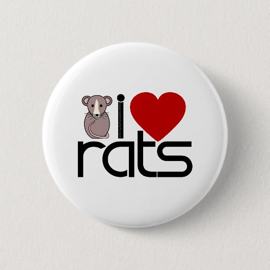 Badge Rond 5 Cm J'aime des rats (Devant)