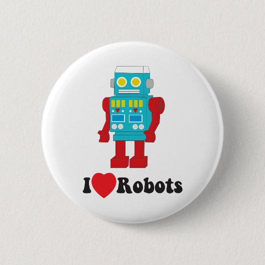 Badge Rond 5 Cm J'aime des robots ! (Devant)