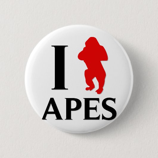 Badge Rond 5 Cm J'aime des singes (Devant)