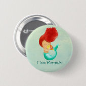 Badge Rond 5 Cm J'aime des sirènes (Devant & derrière)