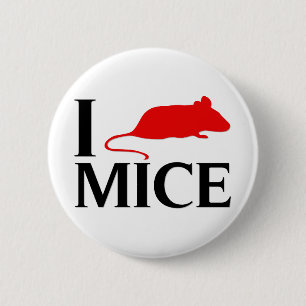 Badge Rond 5 Cm J'aime des souris