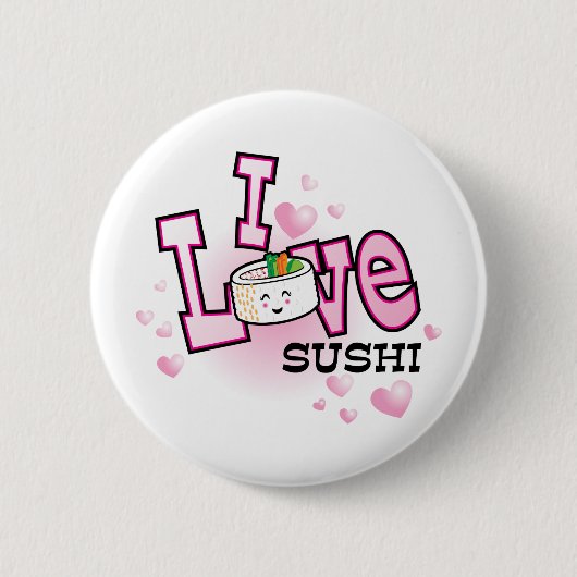 Badge Rond 5 Cm J'aime des sushi (Devant)