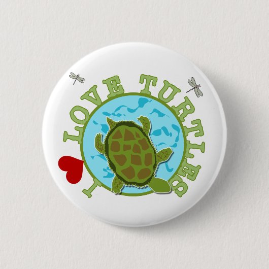 Badge Rond 5 Cm J'aime des T-shirts et des cadeaux de tortues (Devant)