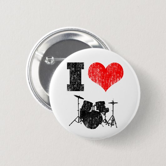 Badge Rond 5 Cm J'aime des tambours (Devant & derrière)