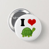 Badge Rond 5 Cm J'aime des tortues (Devant & derrière)