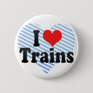 Badge Rond 5 Cm J'aime des trains